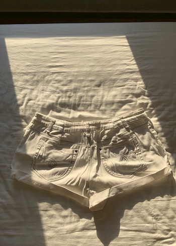 Mini Beyaz kot şort - Görsel 5