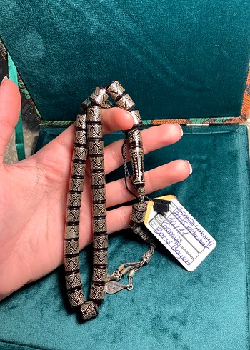 Gümüş Çakımlı ateş kehribar tesbih - Görsel 4