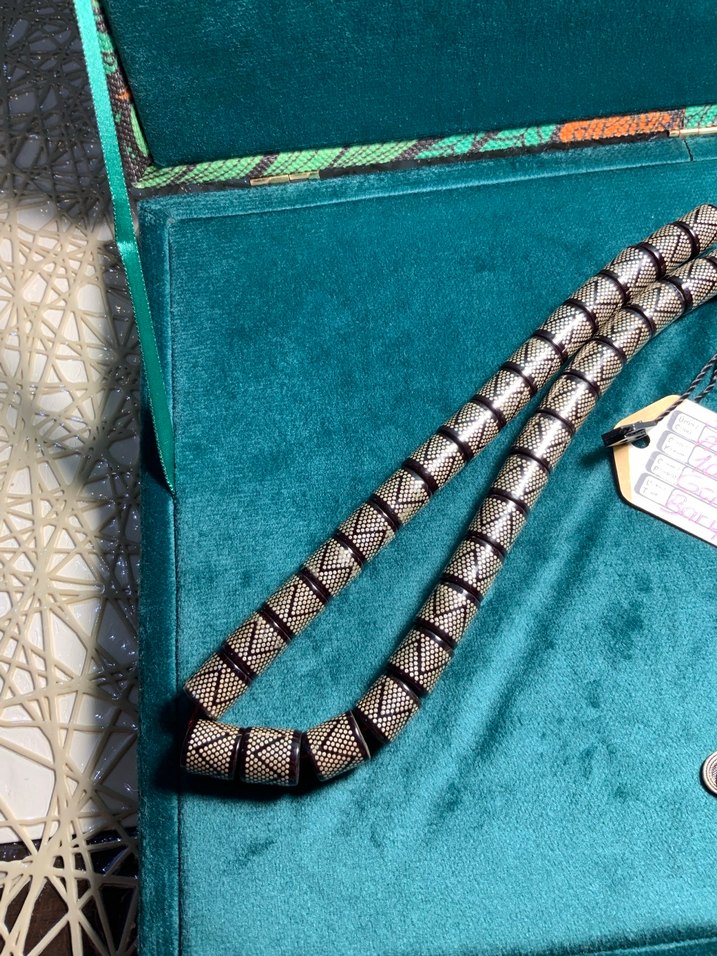 Gümüş Çakımlı ateş kehribar tesbih - Görsel 3