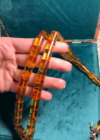 Fosilli damla kehribar Tesbih - Görsel 4