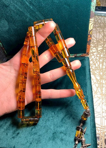 Fosilli damla kehribar Tesbih - Görsel 3