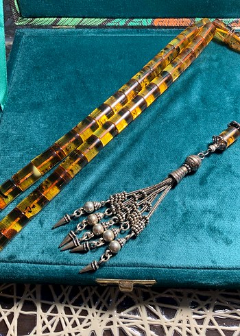 Fosilli damla kehribar Tesbih - Görsel 2