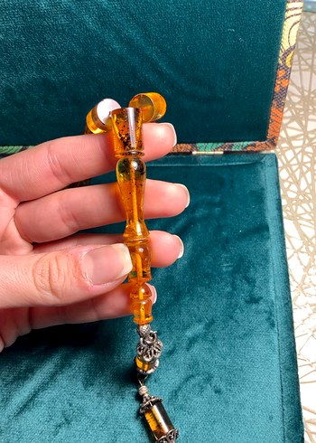 Fosilli damla kehribar Tesbih - Görsel 5