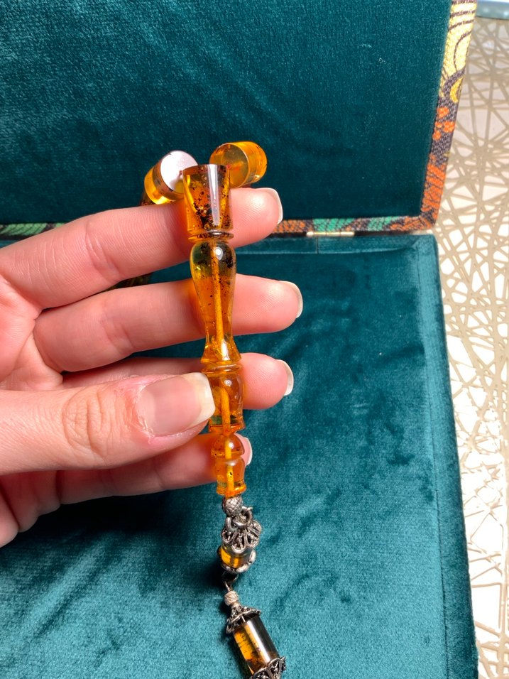 Fosilli damla kehribar Tesbih - Görsel 5
