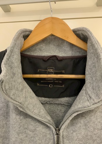 3xl Beden gri Renk Gri Fermuarlı Erkek Polar