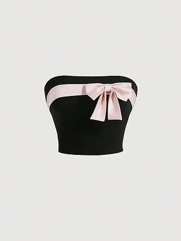 Kurdele detaylı crop top büstiyer