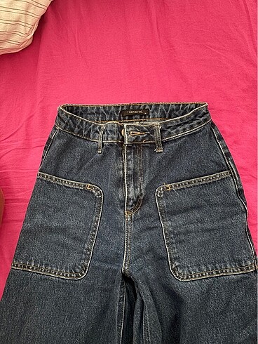 Wide leg bol paça cep detaylı jean