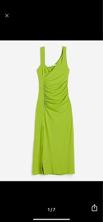 H&M marka yeşil uzun elbise