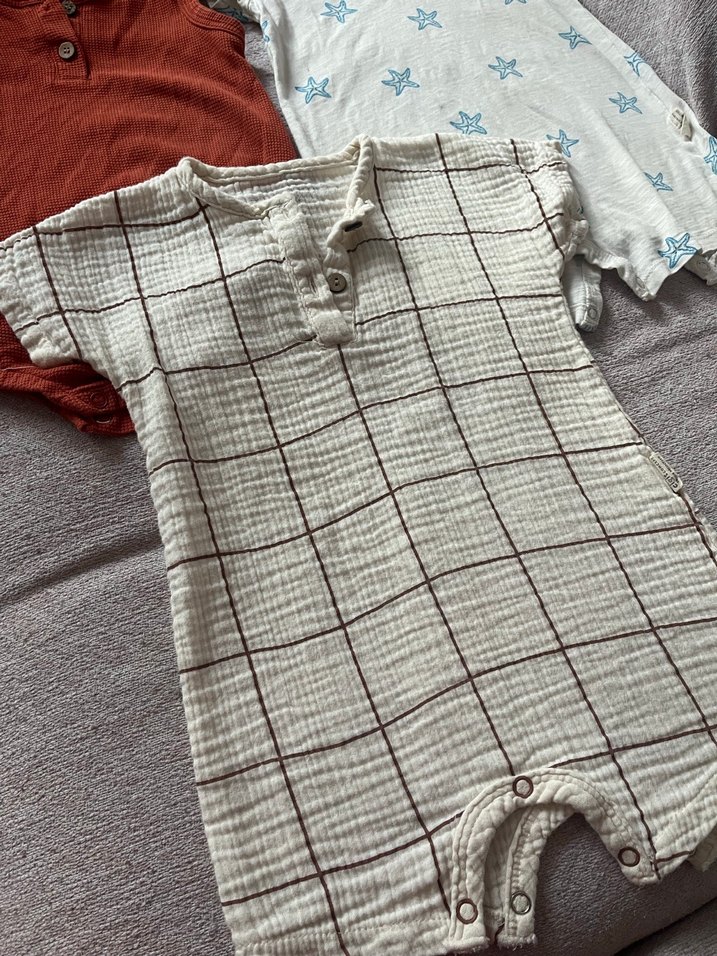 3'lü Keten Bebek Tulumu Seti, Kolsuz - Görsel 2