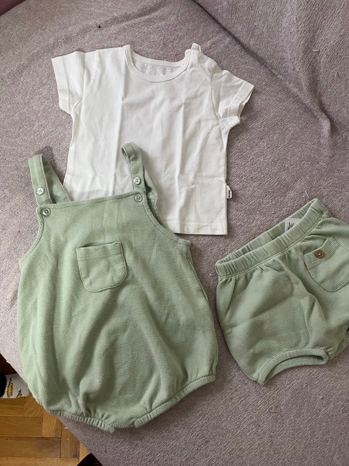 Yeşil Pamuklu Bebek Erkek Kısa Kollu Takım - Görsel 2