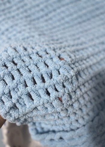 Mavi Örgü Çocuk Battaniyesi - Görsel 3