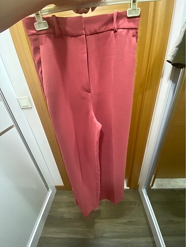 Zara pembe uzun kumaş pantolon