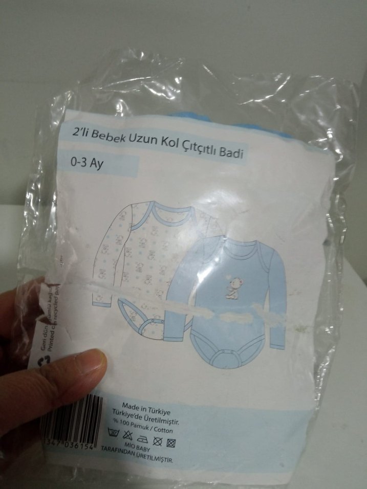 Mavi Pamuklu Bebek Çıtçıtlı Body - Görsel 3