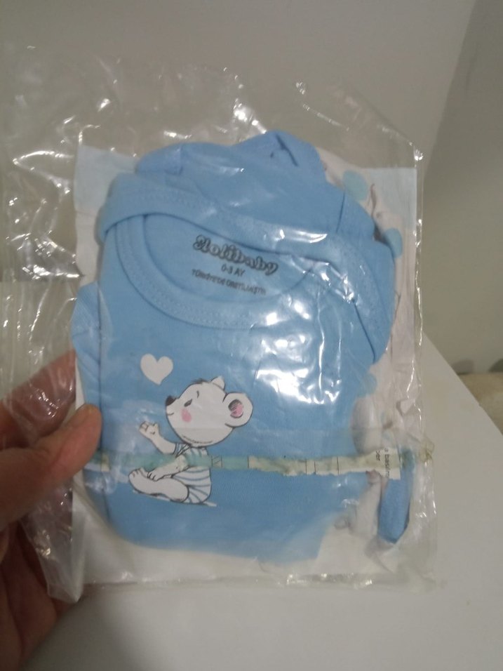 Mavi Pamuklu Bebek Çıtçıtlı Body - Görsel 2