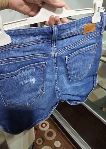 Kadın Mavi Mini Kot Şort - Görsel 4