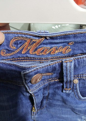 Kadın Mavi Mini Kot Şort - Görsel 3