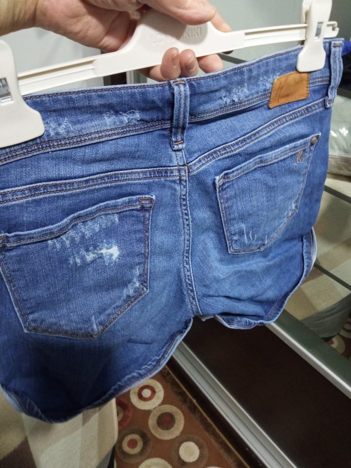 Kadın Mavi Mini Kot Şort - Görsel 4