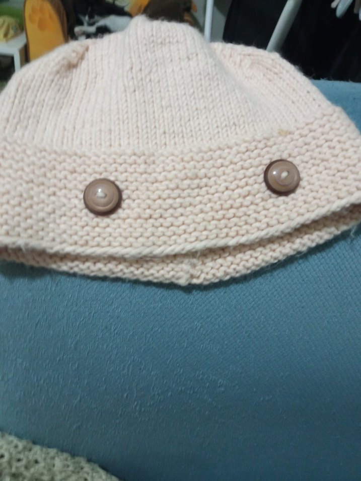 Düğmeli Bej Kadın Örgü Bere - Görsel 4