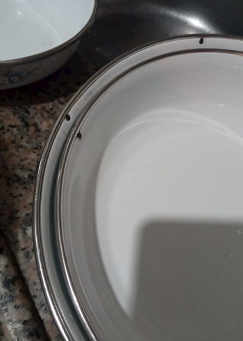 Çiçek Desenli Beyaz emaye Kase Seti - Görsel 7