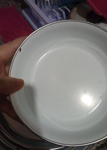 Çiçek Desenli Beyaz emaye Kase Seti - Görsel 9