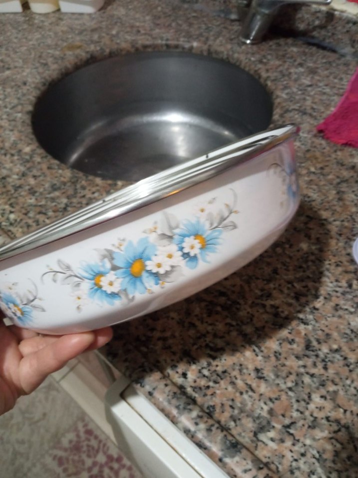 Çiçek Desenli Beyaz emaye  Kase Seti - Görsel 3