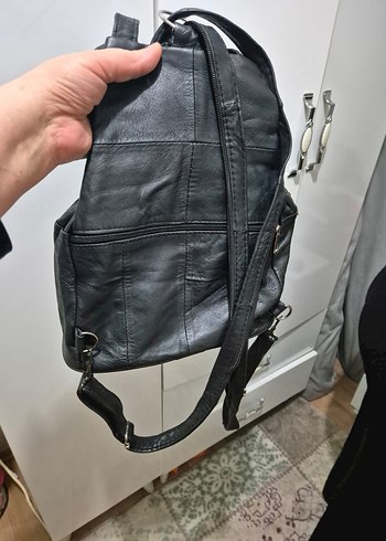 Kadın Siyah Deri Sırt Çantası - Görsel 7