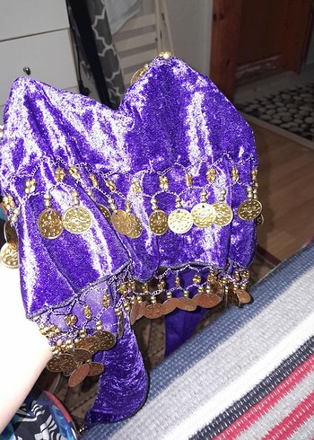 Diğer Mor İpeksi Boncuklu dansöz kiyafeti