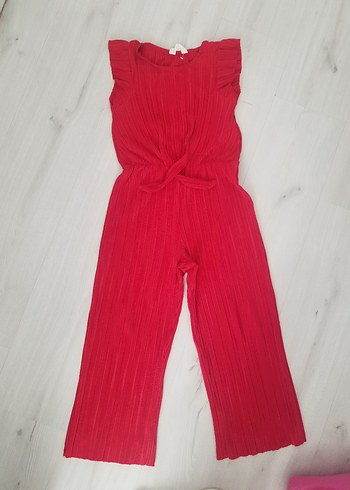 Kız Çocuk Kırmızı Pilili Tulum