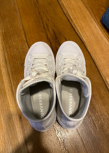 Beyaz Platform Topuklu Nakışlı Spor Ayakkabı - Görsel 3