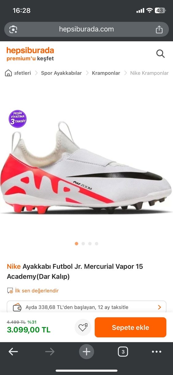 Beyaz Velcro Bağcıklı Erkek Futbol Ayakkabısı - Görsel 3