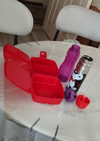 Çocuklar için renkli termos ve beslenme seti - Görsel 9