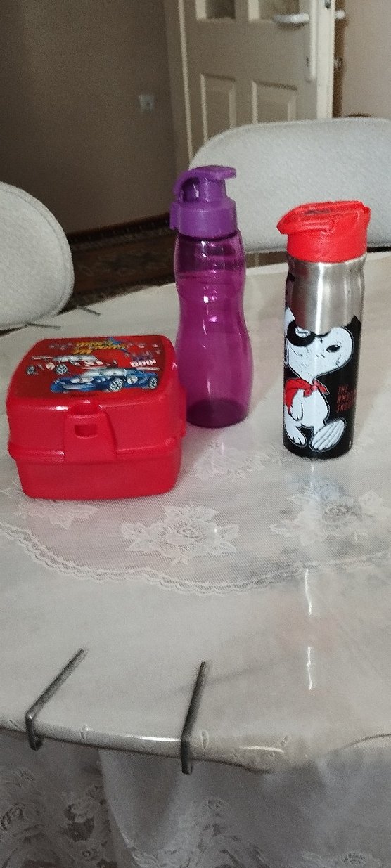 Çocuklar için renkli termos ve beslenme seti - Görsel 4