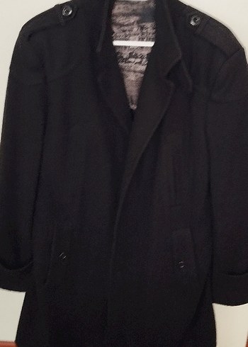 Erkek Siyah Midi Düğmeli kaşe kaban - Görsel 8