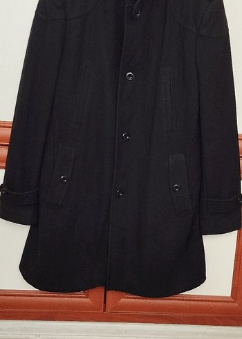 Erkek Siyah Midi Düğmeli kaşe kaban - Görsel 5