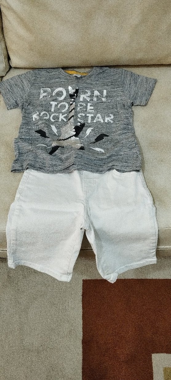 Gri Baskılı Kısa Kollu Erkek Bebek Takımı - Görsel 2