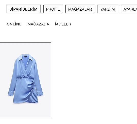 Zara ZARA mavi kısa saten elbise