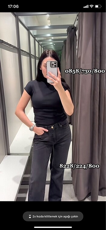 Zara yüksek bel siyah straight jean - Görsel 3