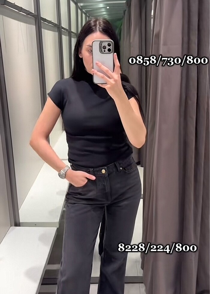Zara yüksek bel siyah straight jean - Görsel 3