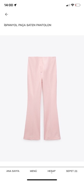 xs Beden ZARA ispanyol paça saten pantolon