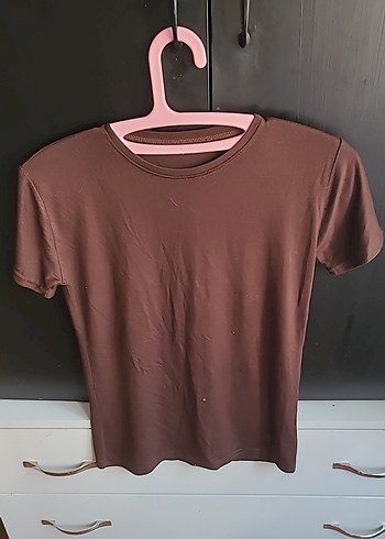 Kahverengi Kısa Kollu Basic Tişört