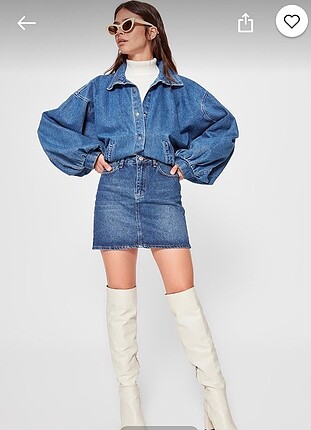 Lacivert Basic Denim Etek