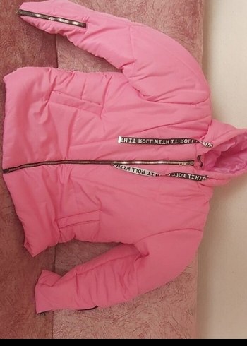 l Beden Fermuarlı Kapüşonlu Pembe Mont