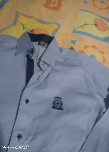 Düğmeli Mavi Pamuklu Erkek Gömlek - Görsel 3