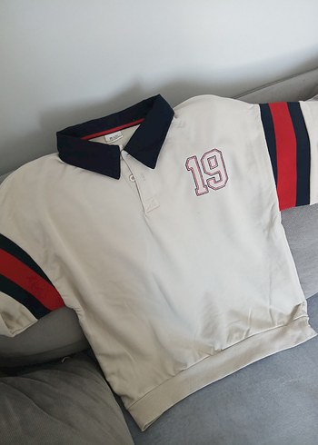 Erkek Çocuk Beyaz Düğmeli Sweatshirt - Görsel 2