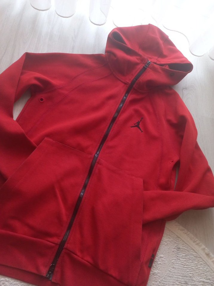 Kırmızı Kapüşonlu Fermuarlı Erkek Sweatshirt - Görsel 2