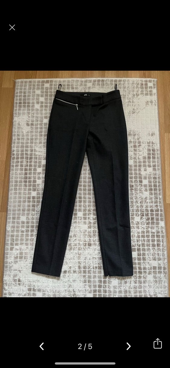 Kemer Detaylı Gri Kadın Havuç Kumaş Pantolon - Görsel 2