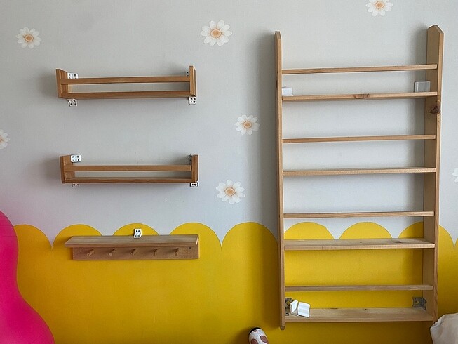 Montesorri çocuk kitaplık +raf set