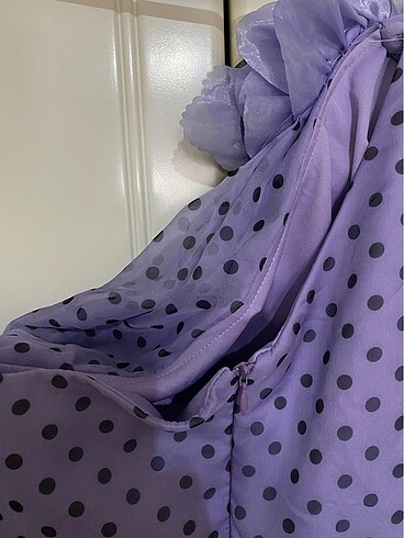 Puantiyeli Yırtmaçlı Abiye Elbise - Görsel 8