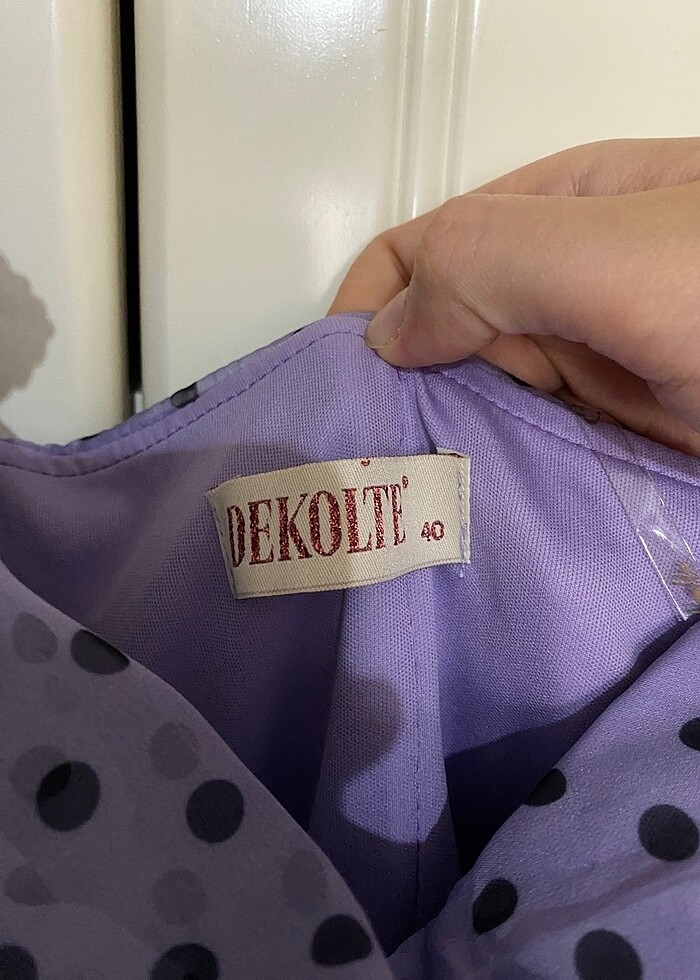 Puantiyeli Yırtmaçlı Abiye Elbise - Görsel 2