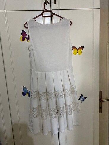 Beyaz Dantelli Plaj Elbisesi - Görsel 3